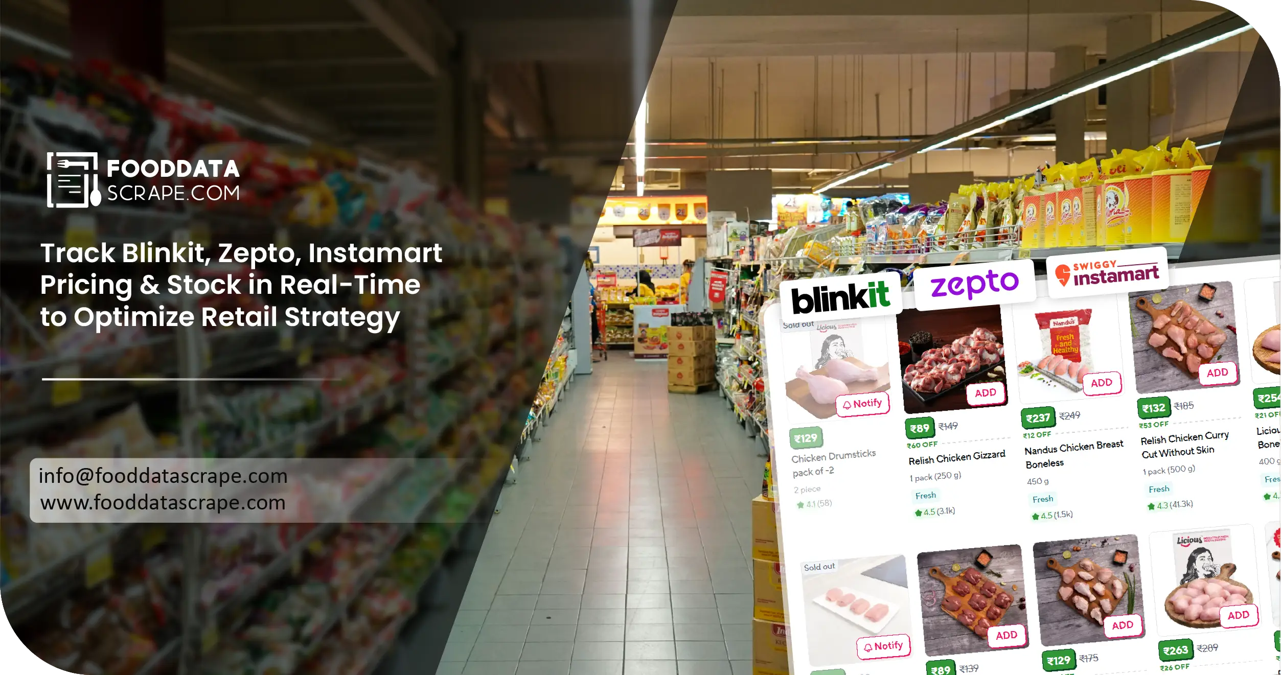 Blinkit Zepto Instamart Pricing & Stock